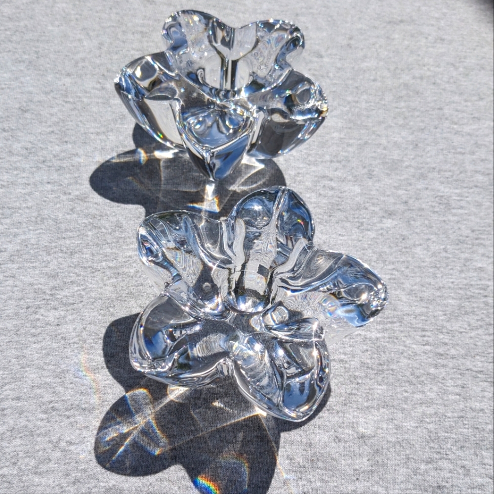 Orrefors Stella Polaris Crystal Clear Glass Taper Candlestick Holder Romantic